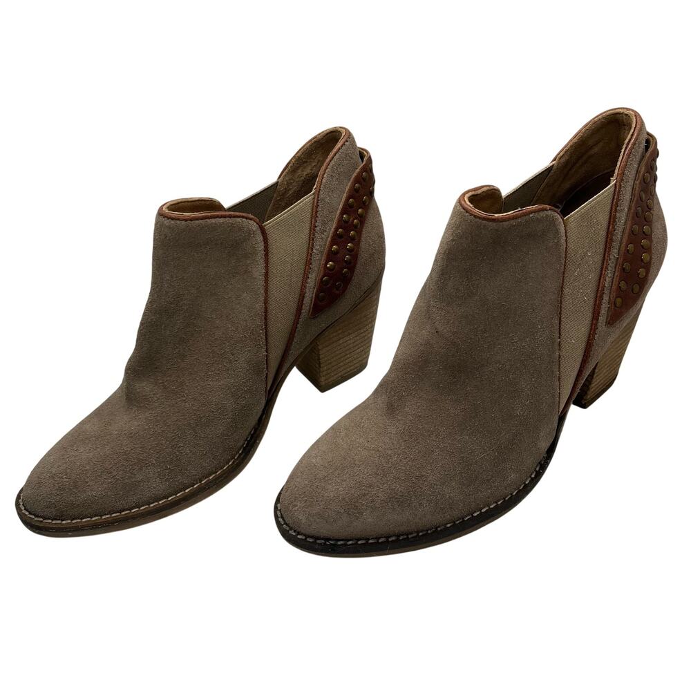 Jeffrey Campbell Rosalee Studded Tan Suede Ankle Boots Size 7